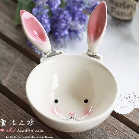 萌えかわいいキャラクター子供のおやつ茶碗陶磁器茶碗アイスフルーツサラダ茶碗ウサギのデザート茶碗
