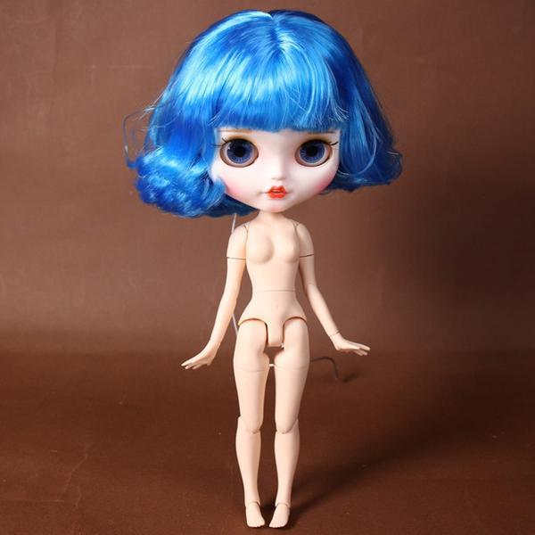 ブライスカスタム人形BL6208青髪白カラースキン1/6 bjd（ヌード人形