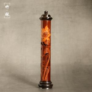 真宗広西百年煙煙竹作り彫刻老炭竹香薫筒香道香具香炉竹製香挿