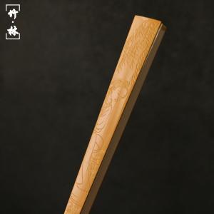 名家袁江純の手彫り彫刻老玉竹扇子陰彫仕女図文人扇子収蔵扇子