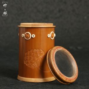 作り彫刻老玉竹キリギリス缶精工手彫蓮蓬竹製キビ爬虫鳴虫缶を缶と呼ぶ