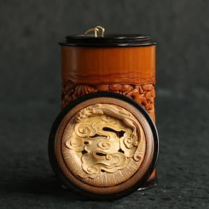 名家の張念超精工海派象嵌川派老玉竹キリギリス缶竹彫刻文人貔鳴虫缶虫具