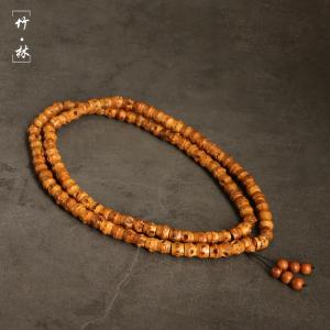 天然釘付けの老竹鞭108本の文玩手に竹製ハンドルピース手ビーズ串仏珠竹ネックレス