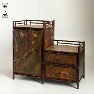 作り天然老紫竹茶棚天然岩石表面竹製博古棚茶器収納棚