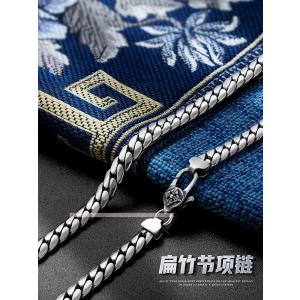925純銀扁竹節ネックレス男性レトロヒップホッ...の詳細画像4
