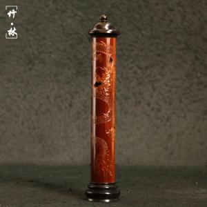 作り彫刻『龍行天下』天然百年古炭竹香薫炉竹彫刻祥龍香コンセント