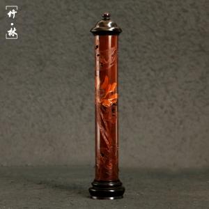 彫り天然真宗広西百年香薫筒透かし彫り竹彫り蓮の花老竹香挿香器