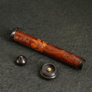 彫り天然真宗広西百年香薫筒透かし彫り竹彫り蓮の...の詳細画像5