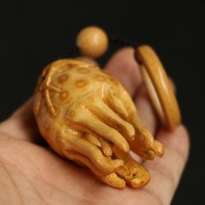 彫り釘老竹根仏手ストラップ竹彫り小物ハンドルキ...の詳細画像2
