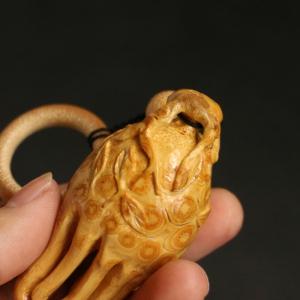 彫り釘老竹根仏手ストラップ竹彫り小物ハンドルキ...の詳細画像3