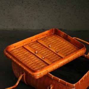 浙工師傅編み竹編み茶器収納バッグ携帯茶道ストック茶箱の詳細画像4