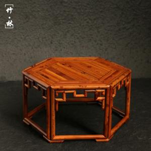 浙派精工福建紅湘妃竹盆栽棚文玩植物花棚六角形復古竹製棚