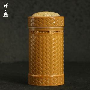 上海の名家、小譚純の手作り手彫り畳面老玉竹キリギリス缶牛角蒙心鳴虫缶虫具