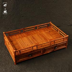 作り精工製天然紅湘妃竹茶台文玩品収納博古棚竹製茶棚