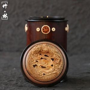 の名家、張念超純の手作り竹彫りマンボウの老炭竹キリギリス缶コレクションオリーブの声出しマンボウ缶