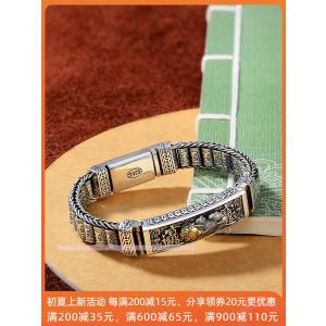 国潮拡大覇気男金貅路路通ブレスレット純銀男性回転珠潮個性的女性カップル