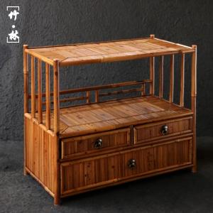 浙工師傅作り天然福建省湘妃竹扇櫃竹茶棚茶器収納棚