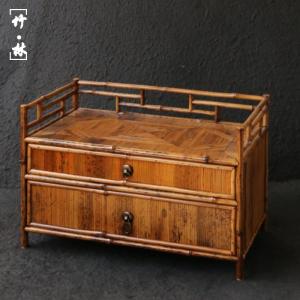 浙工の名家である傅純先生が手作り天然老梅鹿竹パッチ文玩扇棚収納茶棚