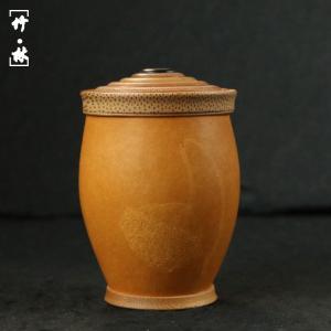 逸品の名家、張念超作り精工海派象嵌老瓢箪茶缶竹茶倉筒