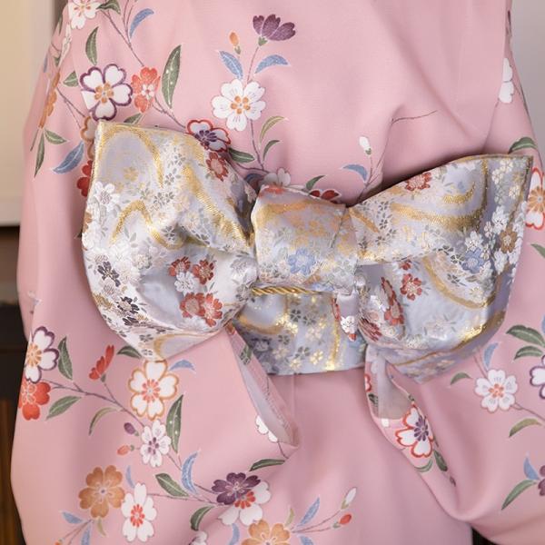 ミカンの点々とした曲水桜子供の着物腰掛け浴衣帯帯帯華やかな錦の定型化