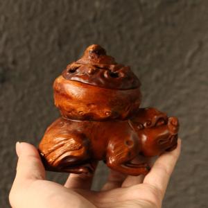 作り精巧彫刻「貔貅」竜眼木香香炉木彫香道香炉台座の詳細画像5