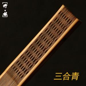 浙工の名家王偉純が手作業で三合青反輪琴の方老玉竹文玩扇子骨を製作