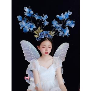 誇張された仙女の森系精霊の子供ショーをカスタマイズして髪飾りを披露するウェディングドレス撮影のメーキャップの形の髪飾り