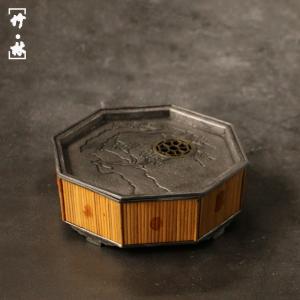 作り福建紅湘妃竹老純錫壺承高級茶盤乾泡台貯水盤