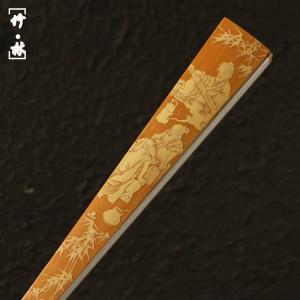 逸品名家の戚有良純の手による青彫り『竹林七賢』老玉竹文玩扇子竹彫り扇子
