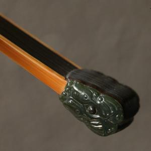 浙工の名家王偉純が手作り天然老玉竹風呂敷頭折扇文玩扇骨コレクション