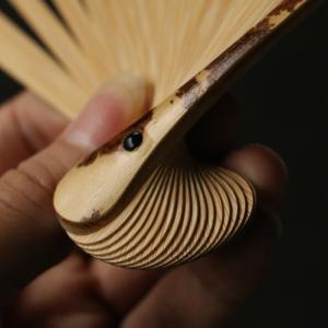 浙派精工手作天然老越湘妃竹扇文玩竹折扇骨95寸の詳細画像4
