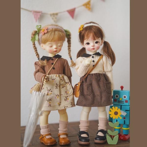 秋の新作bjd 1/6分大きい魚体人形の服の部品の泡の袖の底のセーターのコーデュロイの半身のスカート