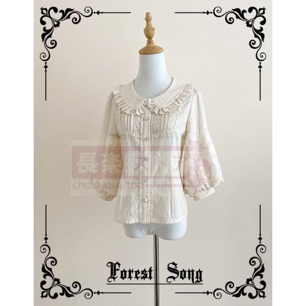 カスタマイズ【Forest Song】シャツ現品-テレサへオール刺繍ロリータシャツ