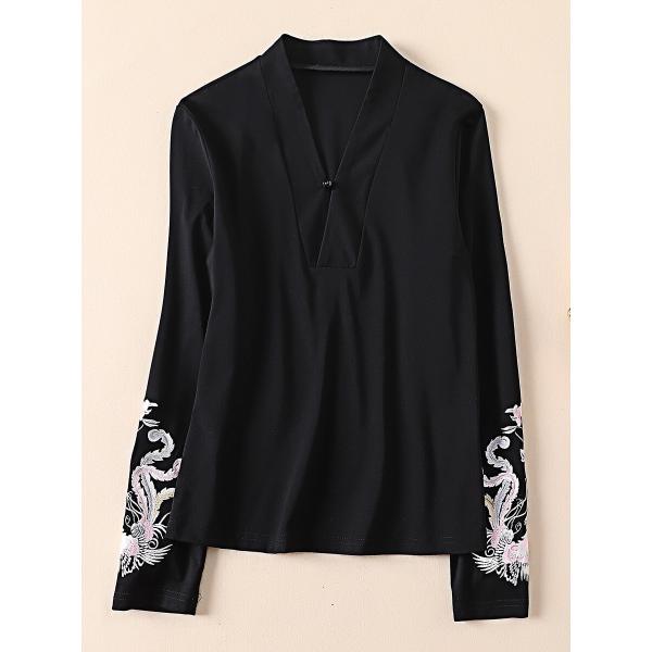 唐装女性中国風秋装改良版軽漢服高級禅服刺繍刺繍下地シャツ新中式上着