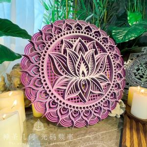 千弁蓮の花蕾高周波光コード画禅室仏堂曼荼羅画背景壁入戸玄関装飾