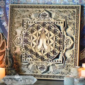 梵音・合十新中式禅意掛画立体彫刻仏堂装飾画ヨガ瞑想ピラティス