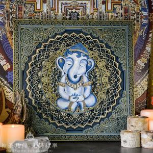 象神ガネーシャ光コードブランド掛け絵立体禅意壁画曼荼羅瞑想ヨガ象壁画
