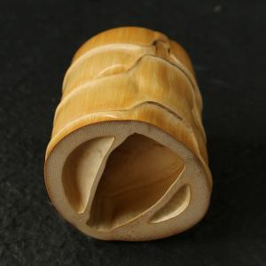 動精磨天然異形虫食い古亀甲竹筆筒茶道具茶道収納...の詳細画像4