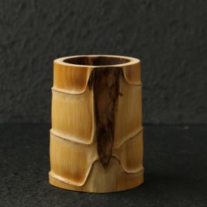 動精磨天然異形虫食い古亀甲竹筆筒茶道具茶道収納...の詳細画像5
