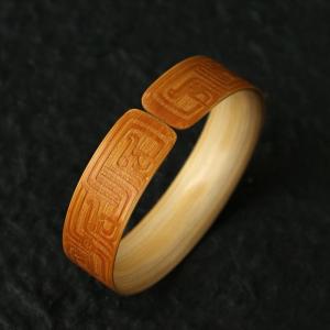 逸品の名家袁江純の手作り浅浮き彫り「怪物紋」十数年前の玉竹ブレスレット手つなぎハンドル