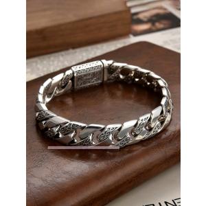 高級感精工永遠の藤ブレスレットS 925純銀個性メンズレトロ欧米風レトロヒップホップブレスレット