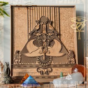 アンカアンク・光の翼神聖幾何木製掛絵ホルスの眼壁画エジプト装飾