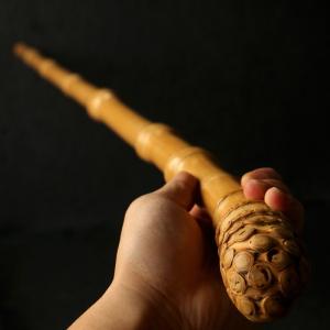 製精磨天然釘打ち老竹根玉竹杖文玩竹製杖の詳細画像5