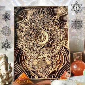 光の門戸神聖幾何学ブランド曼荼羅壁画積層彫刻装飾禅意木製工芸掛絵