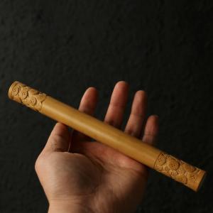 作り彫刻「銭幣」ソリッド竹金箍棒手把手件竹彫玉竹把手把手竹棒
