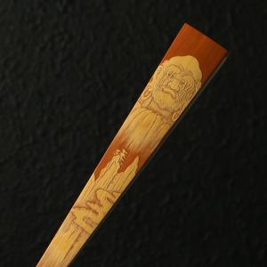 逸品名家の戚有良純が手で青彫りを残した「ダルマ」図老玉竹文玩折扇骨竹扇子