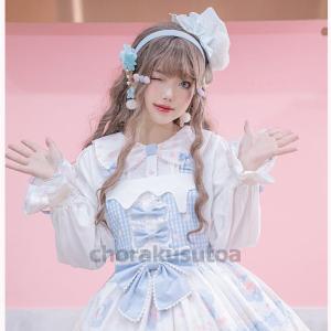 ロリータ 長袖 ブラウス 春夏 レース レディース トップス ハート柄