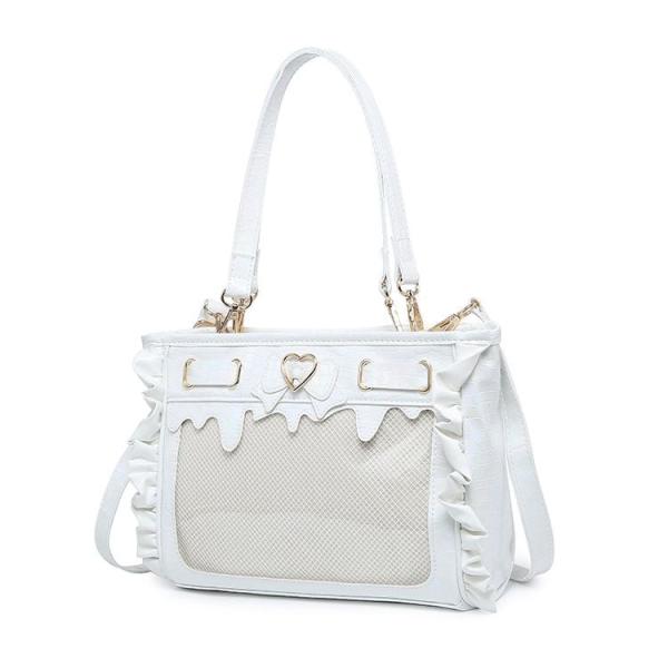ホワイト ラッフル トリム PU クロスボディ Ita バッグ