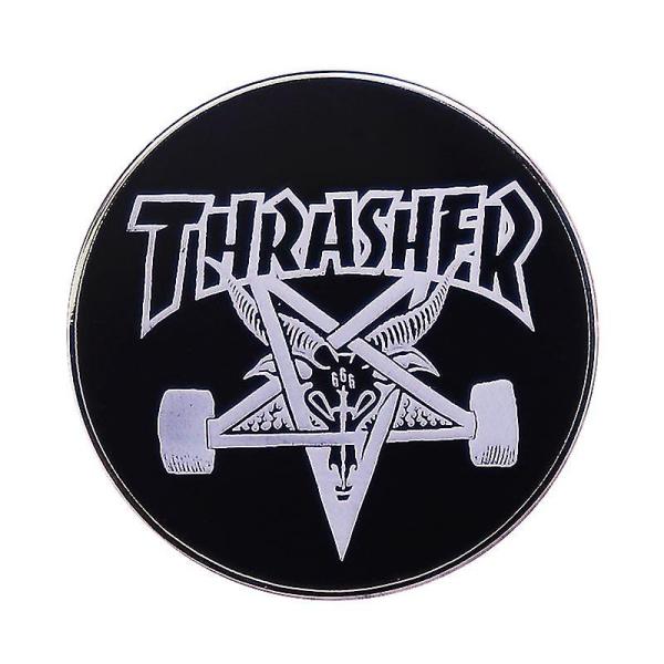 スラッシャースケートヤギロゴバフォメットペンタグラムアンホーリーエナメルピンバンドヘビーロックゴスパ...