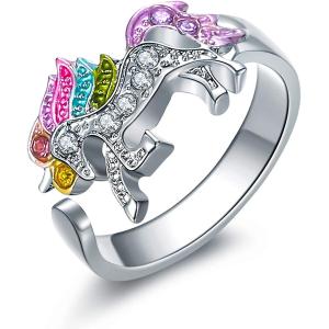 シルバートーンリトルプリンセスレインボーユニコーンペンダントガールレディースファッションネックレスギフト女性用｜chorakusutoa